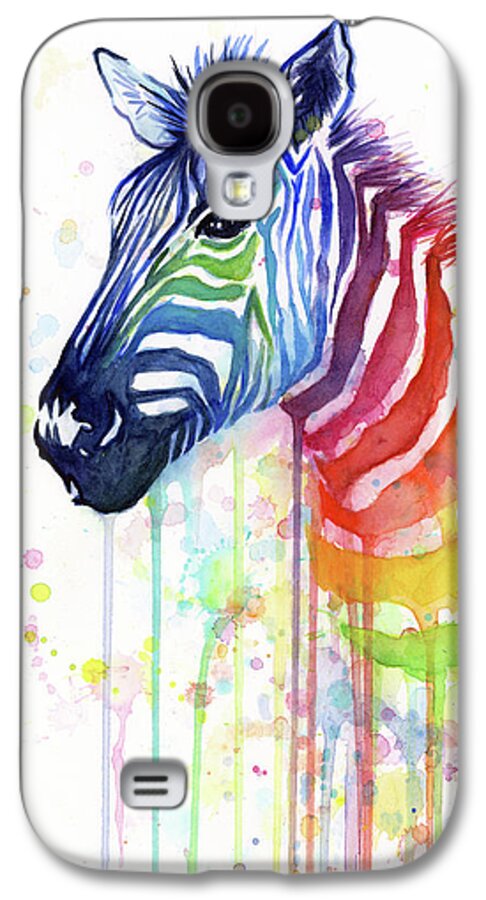 Rainbow Galaxy S4 Case featuring the painting Rainbow Zebra - Ode to Fruit Stripes by Olga Shvartsur