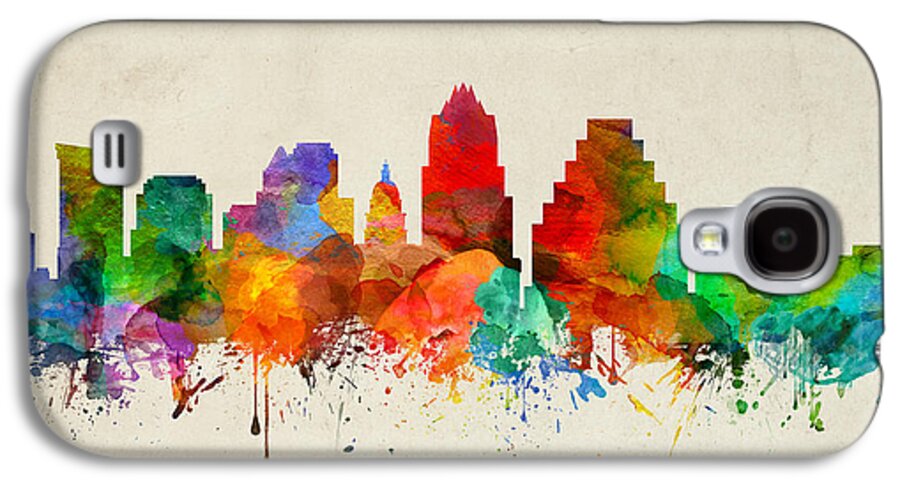 Austin Galaxy S4 Case featuring the painting Austin Texas Skyline 22 by Aged Pixel