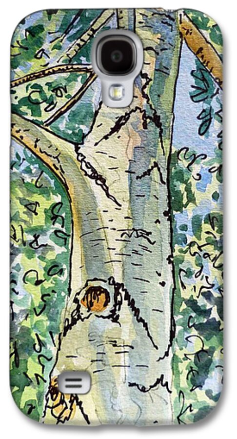Birch Galaxy S4 Case featuring the painting Birch Tree Sketchbook Project Down My Street by Irina Sztukowski