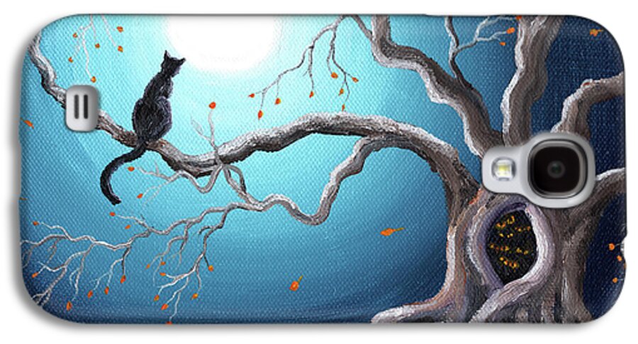 Landscape Galaxy S4 Case featuring the painting Black Cat in a Haunted Tree by Laura Iverson