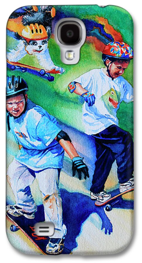 Skateboard Galaxy S4 Case featuring the painting Blasting Boarders by Hanne Lore Koehler