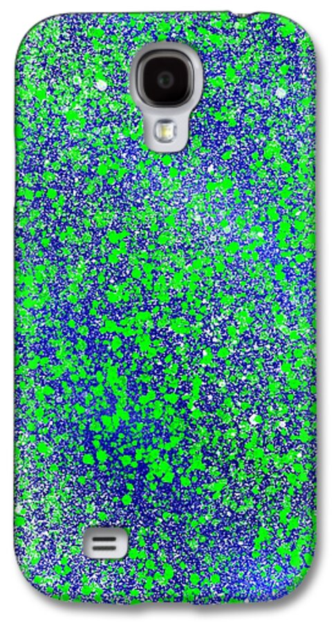 Abstract Galaxy S4 Case featuring the painting Blue Green Splatter by Becky Herrera