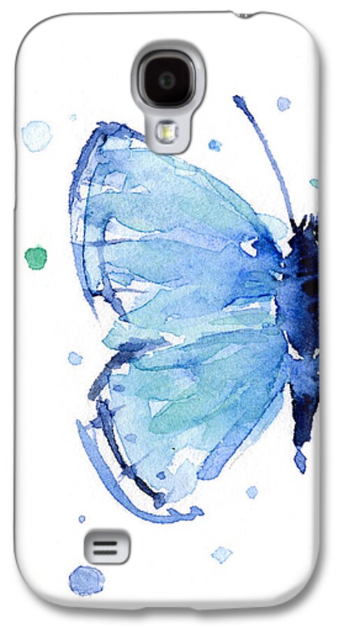 Watercolor Galaxy S4 Case featuring the painting Blue Watercolor Butterfly by Olga Shvartsur