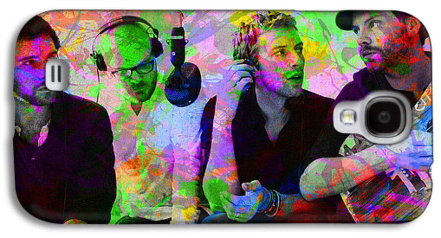 Coldplay Galaxy S4 Case featuring the mixed media Coldplay Band Portrait Paint Splatters Pop Art by Design Turnpike