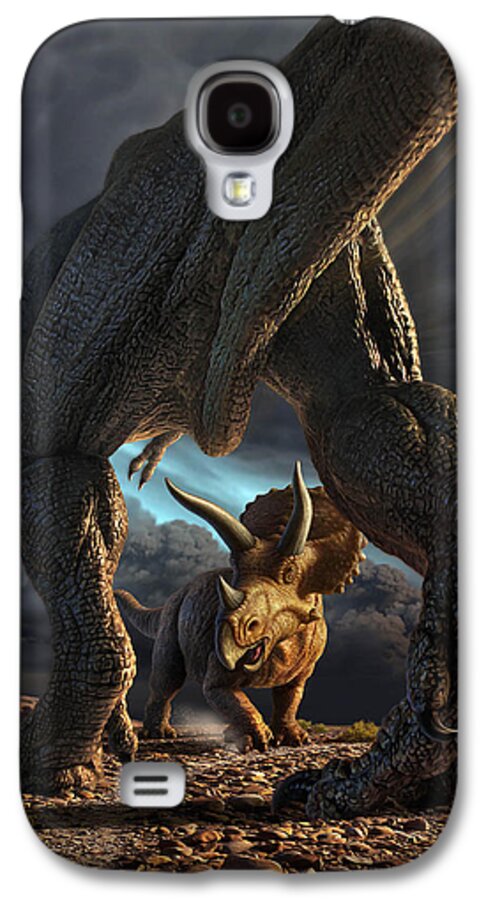 Dinosaur Galaxy S4 Case featuring the digital art Face Off by Jerry LoFaro