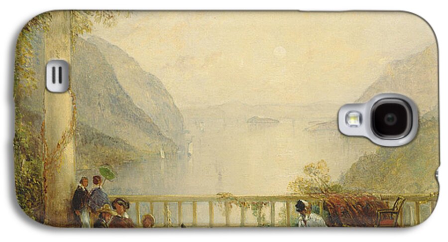 Beach Galaxy S4 Case featuring the painting Figures On A Balcony, Probably At Westpoint Ca. by Thomas Creswick