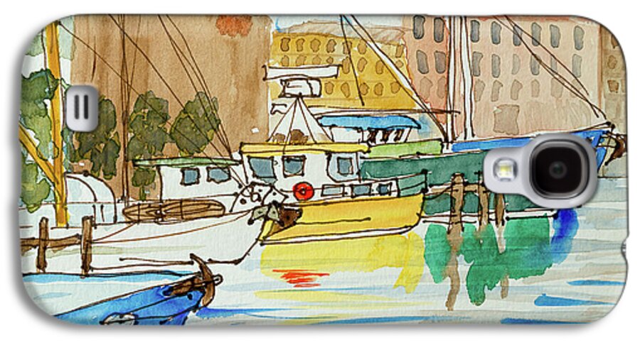 Australia Galaxy S4 Case featuring the painting Fishing Boats in Hobart's Victoria Dock by Dorothy Darden