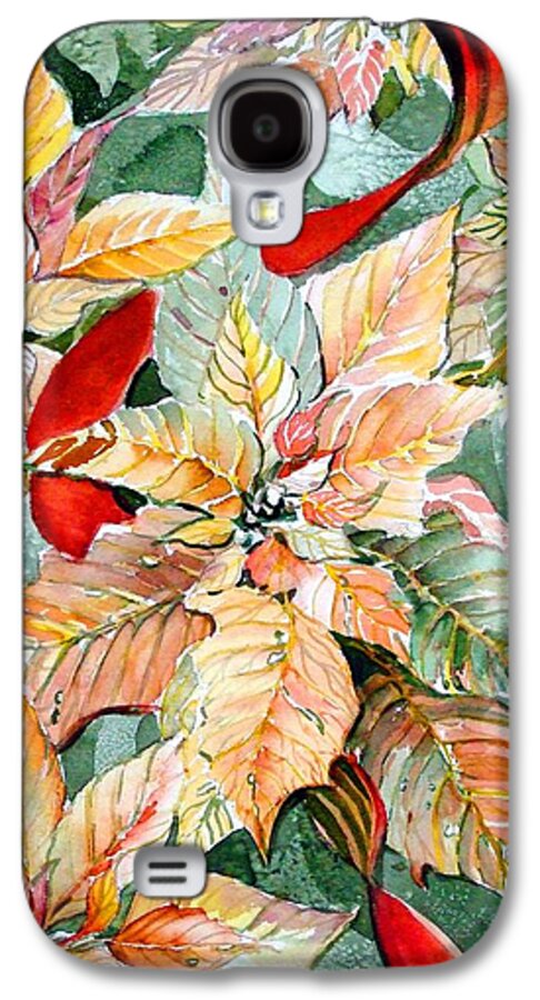 Flora Galaxy S4 Case featuring the painting A Peachy Poinsettia by Mindy Newman