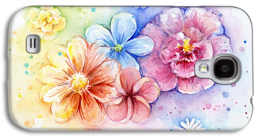 Flower Galaxy S4 Case featuring the painting Flower Power Watercolor by Olga Shvartsur