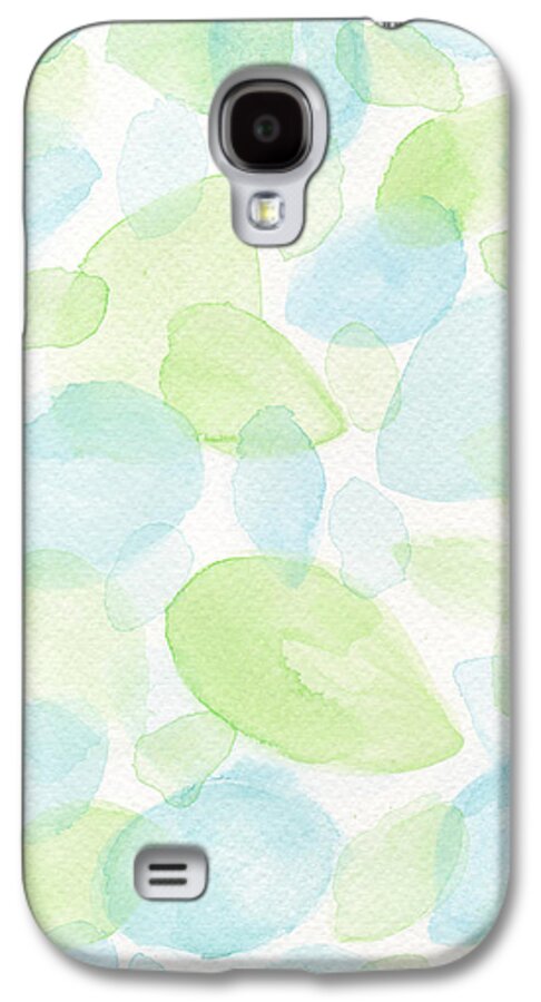 Tree Galaxy S4 Case featuring the painting Green and Blue Leaves by Kathleen Wong
