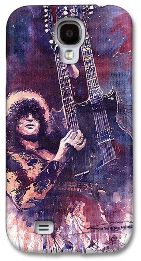 Watercolour Galaxy S4 Case featuring the painting Jimmy Page by Yuriy Shevchuk