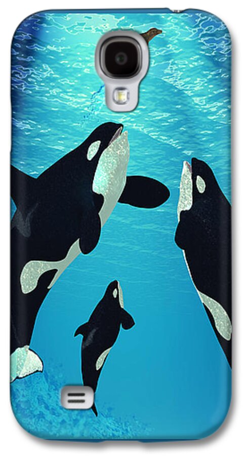 Whale Galaxy S4 Case featuring the painting Killer Whales by Corey Ford