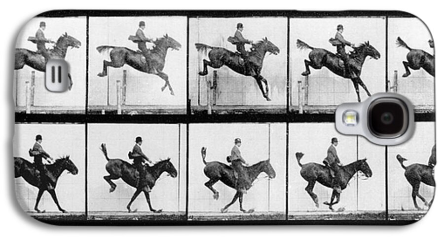 Muybridge Galaxy S4 Case featuring the photograph Man and Horse jumping by Eadweard Muybridge
