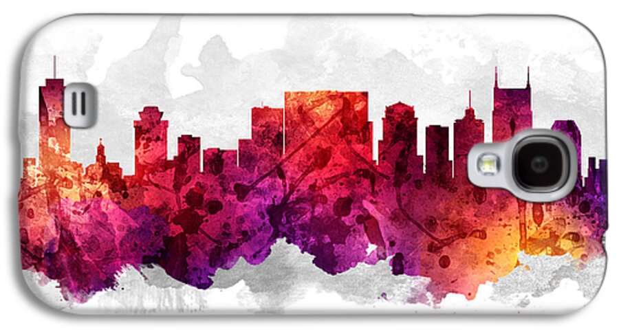 Nashville Galaxy S4 Case featuring the painting Nashville Tennessee Cityscape 14 by Aged Pixel