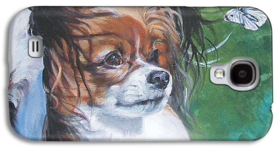 Dog Galaxy S4 Case featuring the painting Papillon and butterflies by Lee Ann Shepard