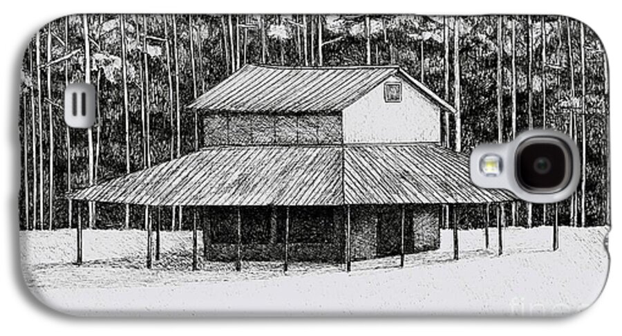 Sheds Galaxy S4 Case featuring the drawing Pine Hill Tobacco Shed by Peter Paul Lividini