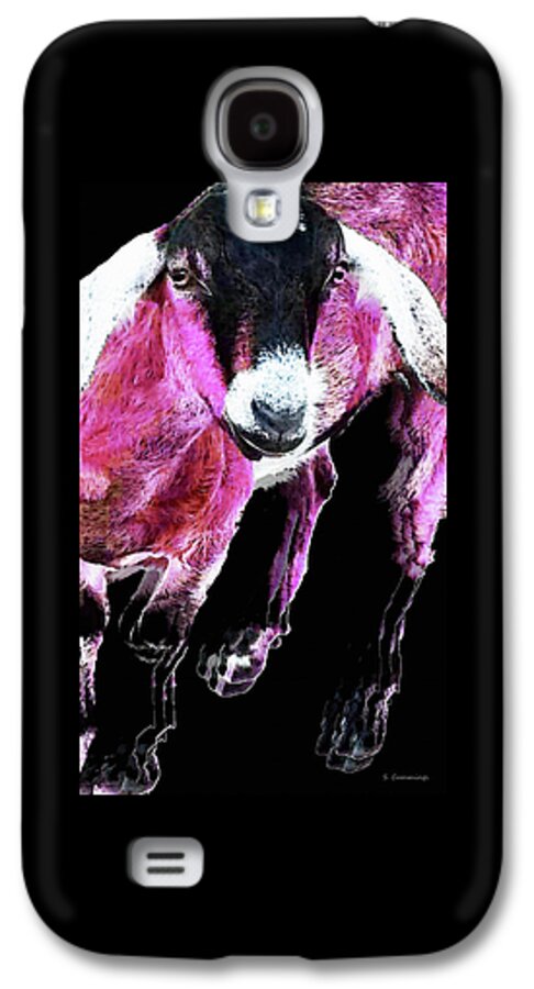 Goat Galaxy S4 Case featuring the painting Pop Art Goat - Pink - Sharon Cummings by Sharon Cummings
