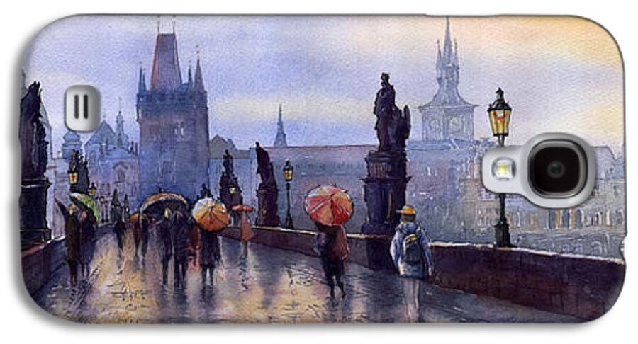 Cityscape Galaxy S4 Case featuring the painting Prague Charles Bridge by Yuriy Shevchuk