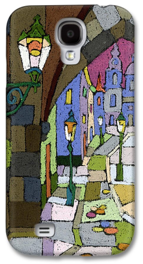 Pastel Galaxy S4 Case featuring the painting Prague Old Street Mostecka by Yuriy Shevchuk