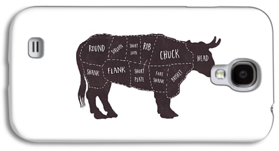 Beef Galaxy S4 Case featuring the photograph Primitive Butcher Shop Beef Cuts Chart t-shirt by Edward Fielding