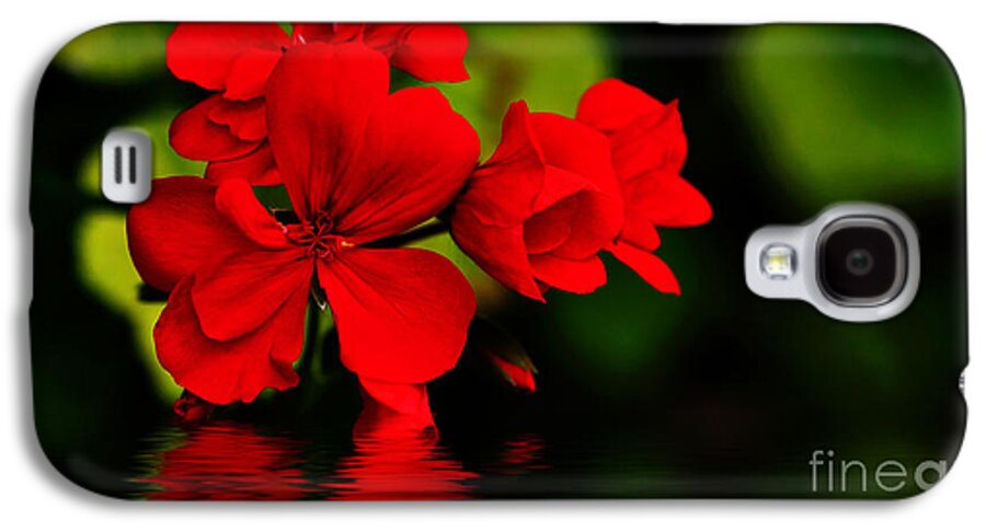 Photography Galaxy S4 Case featuring the photograph Red Geranium on Water by Kaye Menner