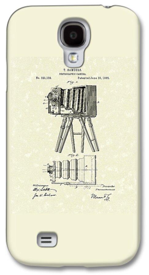 Samuels Galaxy S4 Case featuring the drawing Samuels Photographic Camera 1885 Patent Art by Prior Art Design