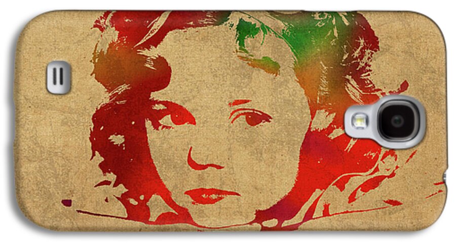 Shirley Temple Galaxy S4 Case featuring the mixed media Shirley Temple Watercolor Portrait by Design Turnpike
