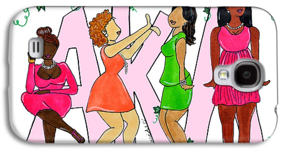 ‎alpha Kappa Alpha Galaxy S4 Case featuring the drawing Skee Wee My Soror by Diamin Nicole