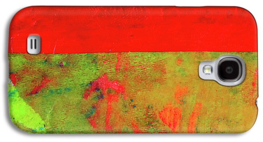 Contemporary Red Abstract Collage Galaxy S4 Case featuring the mixed media Square Collage No. 11 by Nancy Merkle