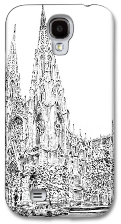 Cathedral Galaxy S4 Case featuring the drawing St Patricks Cathedral by Anthony Butera