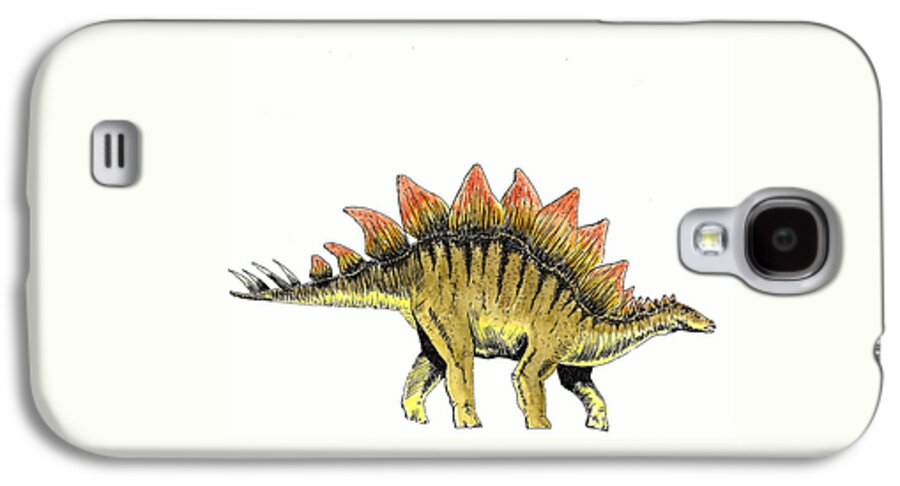 Dinosaur Galaxy S4 Case featuring the painting Stegosaurus by Michael Vigliotti