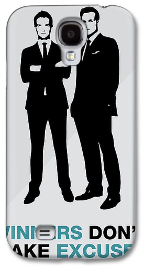 Suits Galaxy S4 Case featuring the painting Suits TV Show Poster Harvey Quote - Winners Don't Make Excuses by Beautify My Walls