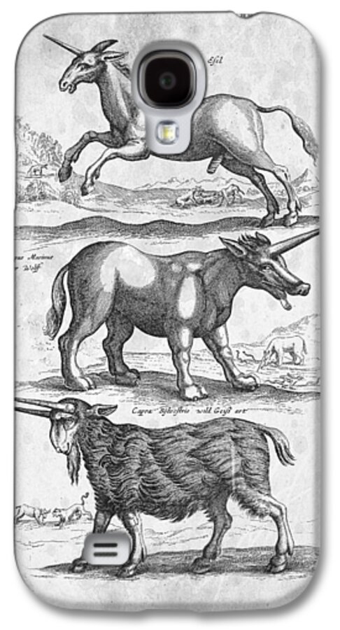 Unicorn Galaxy S4 Case featuring the digital art Unicorns Historiae Naturalis 1657 by Aged Pixel