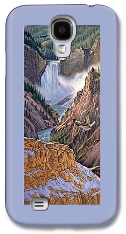 Yellowstone Park Galaxy S4 Case featuring the painting Yellowstone Canyon-Osprey by Paul Krapf