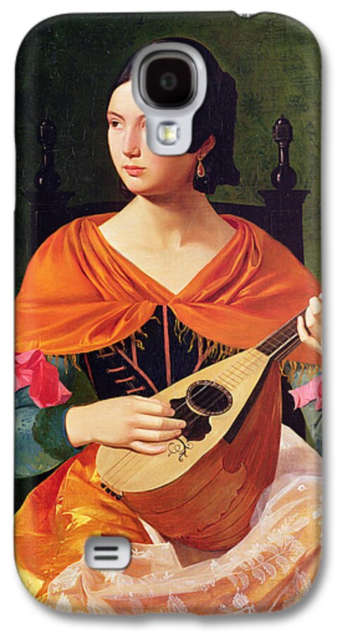 Young Woman With A Mandolin Galaxy S4 Case featuring the painting Young Woman with a Mandolin by Vekoslav Karas