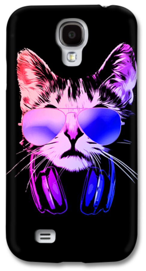 Cool DJ Cat In Neon Lights Galaxy S4 Case