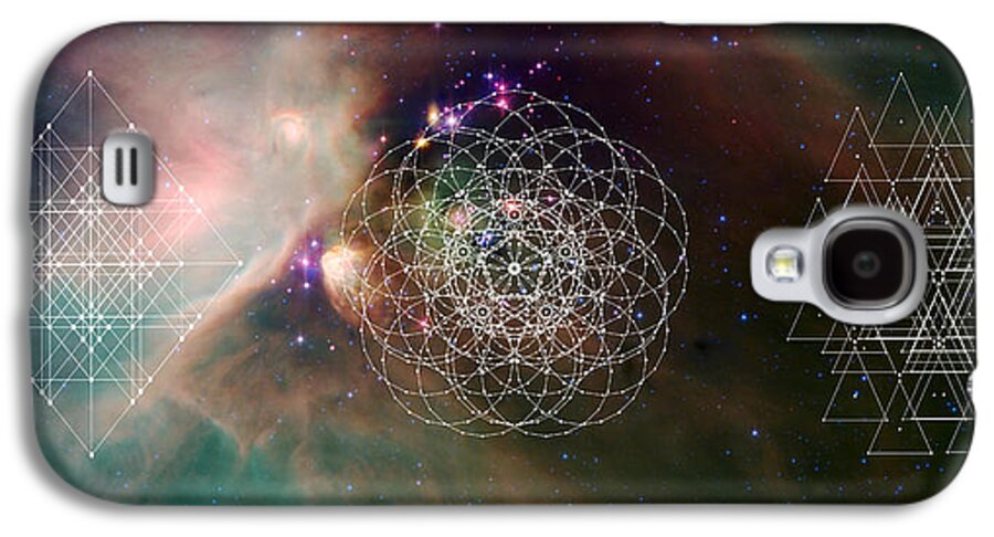 Galaxy, space, stars, trinity, geometric, art, triangle, HD phone wallpaper