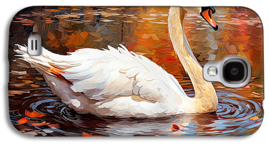 Autumn Swan Galaxy S4 Case featuring the digital art Swim and Grace by Lourry Legarde