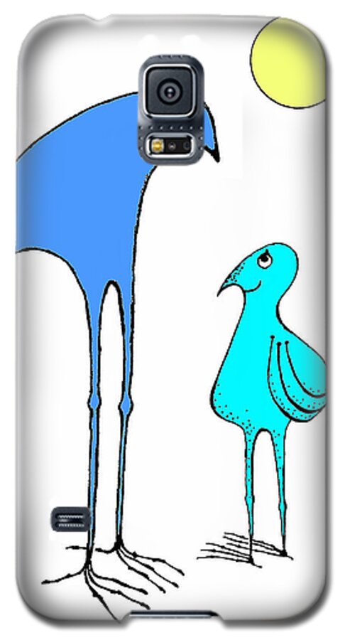 Birds Galaxy S5 Case featuring the drawing Happy Father And Son by Hartmut Jager