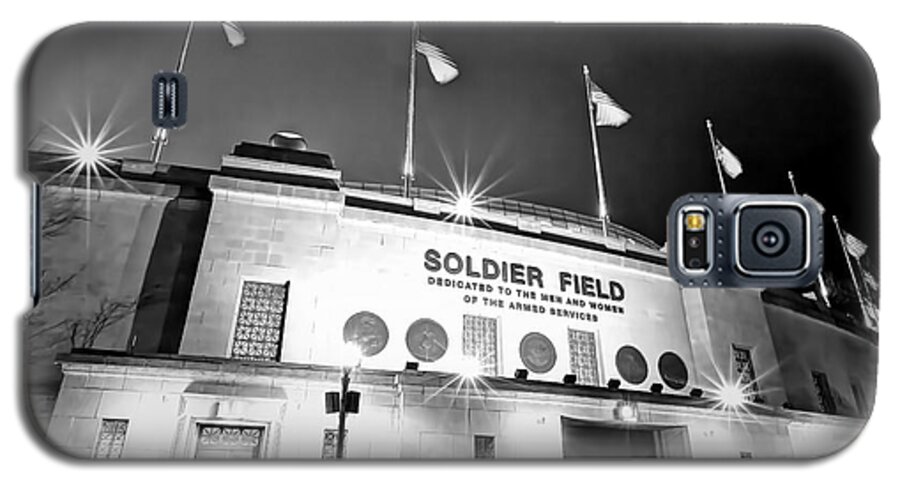 Soldier Galaxy S5 Case featuring the photograph 0879 Soldier Field Black and White by Steve Sturgill