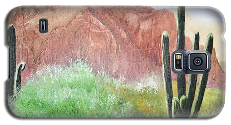 Desert Galaxy S5 Case featuring the pastel 2 Saguaros #1 by Maris Sherwood