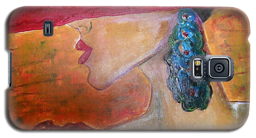 Acrylic Galaxy S5 Case featuring the painting Abby Marion #1 by Iris Gelbart