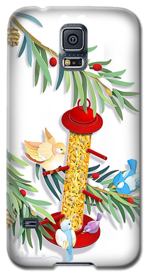 Blue Jay Galaxy S5 Case featuring the digital art All About Sharing #1 by Randy Wollenmann