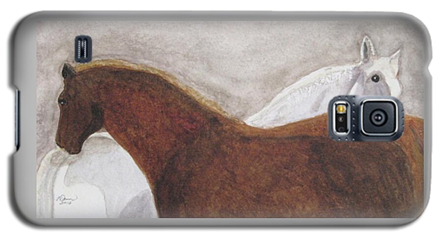 Horse Portraits Galaxy S5 Case featuring the painting Best Friends by Angela Davies