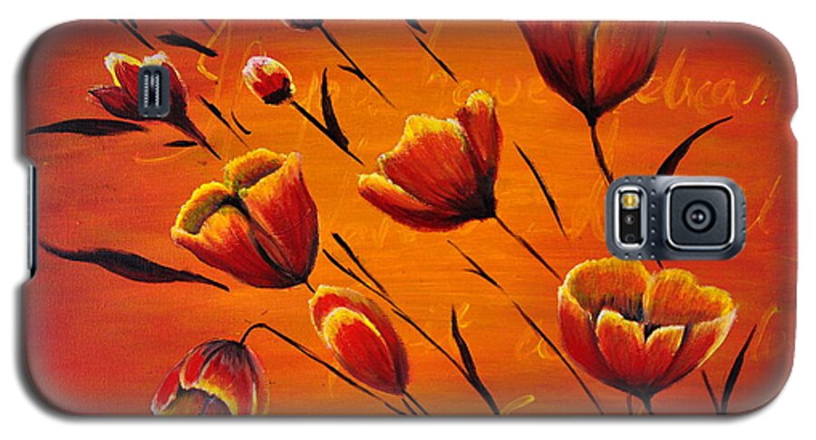 Flowers Galaxy S5 Case featuring the painting Blooming flowers by Preethi Mathialagan