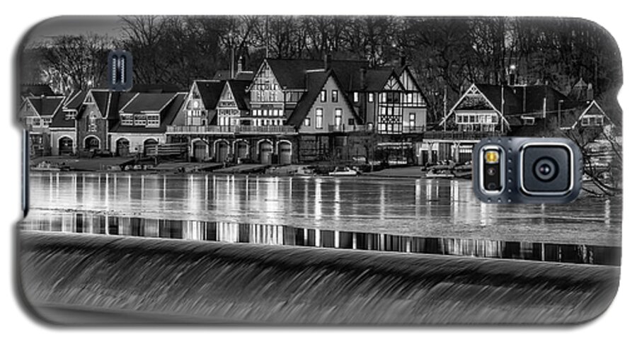 Boat House Row Galaxy S5 Case featuring the photograph Boathouse Row BW by Susan Candelario