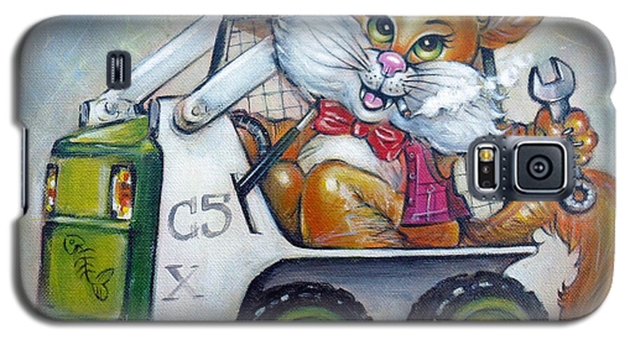 Cat Galaxy S5 Case featuring the painting Cat C5x 190312 #1 by Selena Boron