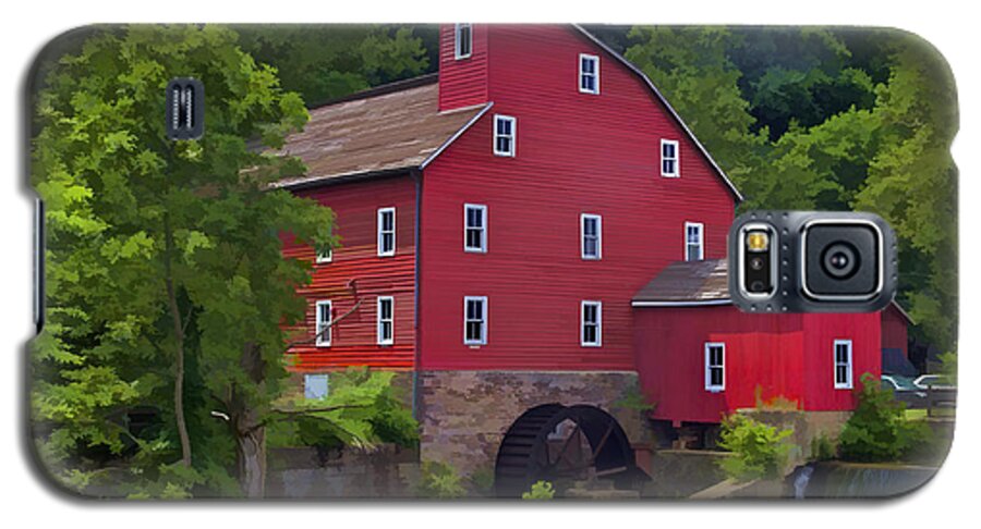 American Galaxy S5 Case featuring the photograph Faded Red Water Mill on the Dam of the Raritan River #1 by David Letts