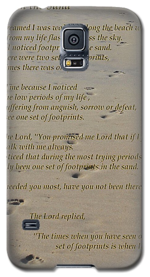 Religious Galaxy S5 Case featuring the photograph Footprints in the Sand Poem #2 by Bob Sample