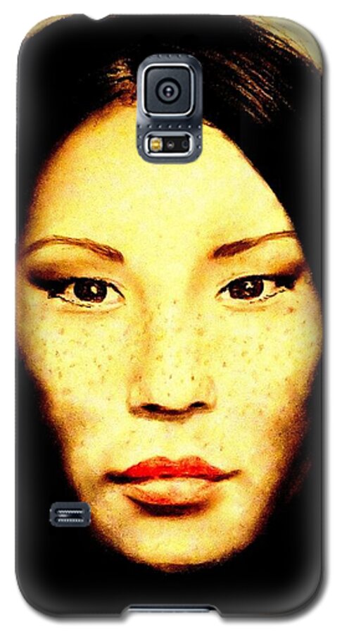 Drawing Galaxy S5 Case featuring the pastel Freckle Faced Beauty Lucy Liu by Jim Fitzpatrick